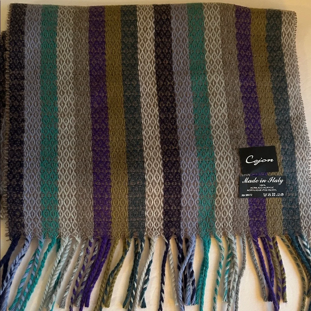 Cejon Italian Striped Woven Scarf